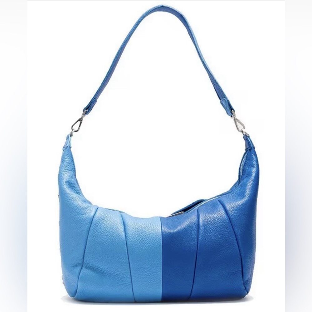Hammitt Two-Tone Light Blue and Royal Blue Leather Shoulder Bag
